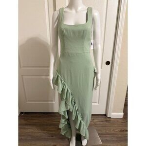 NWT-Dress the Population Size SMALL Charlene Ruffle Gown-Sage MSRP-$198